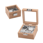 High Quality Wooden Organizer Box With Glass Cover for Jewelry Watches Organization -2 Sections 12cm*12cm*7.5cm suitable for Dressing Room-Watch Box