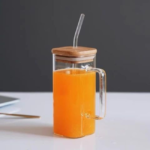 Glass Mug With Handle, Airtight Bamboo Lid And Glass Straw (380Ml) - Image 2