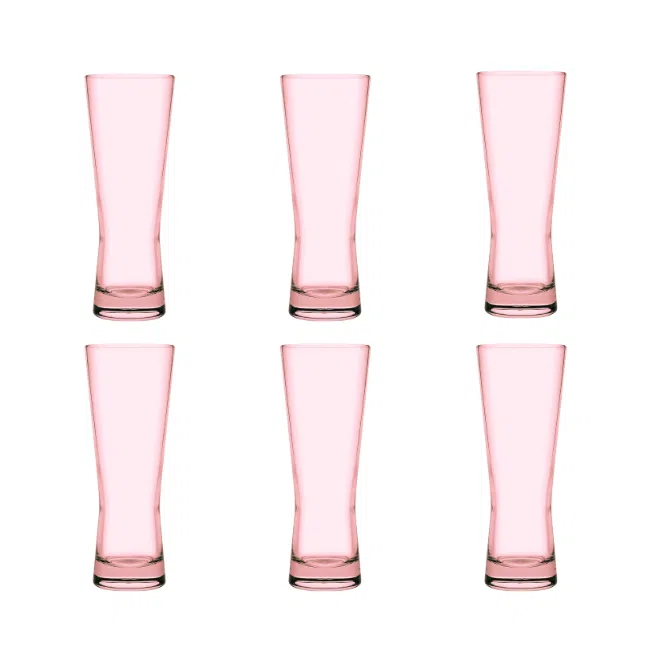 Pasabahce Cerveza Juice Cup-340ml Set of 6 Cups -Pink Color - Image 1