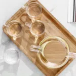 High Borosilicate Pyrex Glass Teapot With Stainless Steel Filter And Bamboo Lid -(1000Ml) With 4 small Cups (75ml) - Image 5