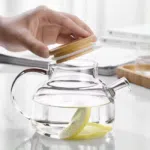 High Borosilicate Pyrex Glass Teapot With Stainless Steel Filter And Bamboo Lid -(1000Ml) With 4 small Cups (75ml) - Image 6