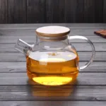 High Borosilicate Pyrex Glass Teapot With Stainless Steel Filter And Bamboo Lid -(1000Ml) With 4 small Cups (75ml) - Image 7