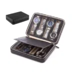 Watch Wallet Portable Travel Zipper Case (Black) With 8 Slot