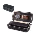 Watch Wallet Portable Travel Zipper Case (Black) With 2 Slot