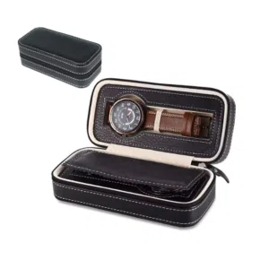Watch Wallet Portable Travel Zipper Case (Black) With 2 Slot