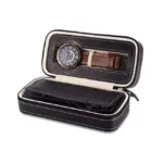 Watch Wallet Portable Travel Zipper Case (Black) With 2 Slot - Image 2