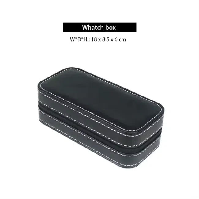 Watch Wallet Portable Travel Zipper Case (Black) With 2 Slot - Image 3