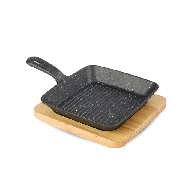 Fajita Skillet Striped Square Cast Iron