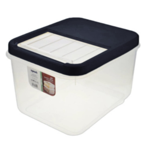 Dunya Plastic 16L Side Storage Container With Top Opening Clear Lid -Turkey made-Black Cover