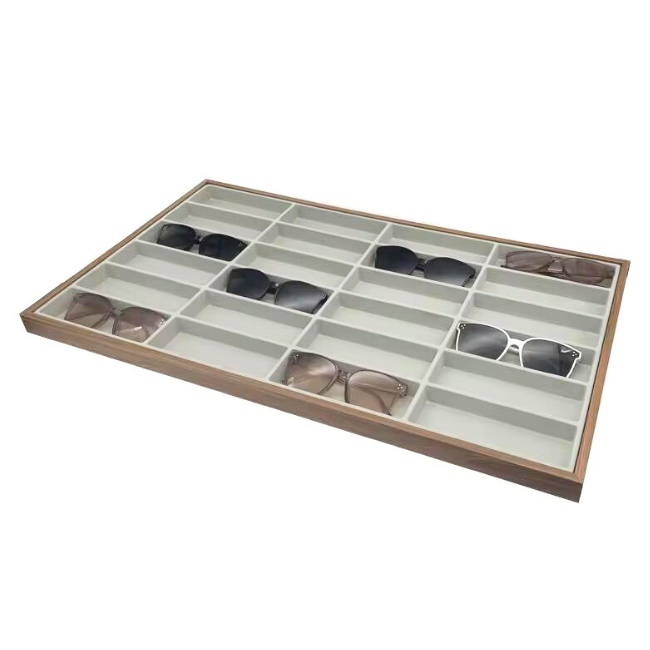 Wooden Sunglasses Organizer Tray 18 Slots