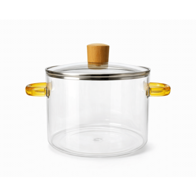 Glass Cooking Pot 2300ml Borosilicate Glass Cookware stovetop Pot - Safe for Pasta Noodle, Soup - Image 2