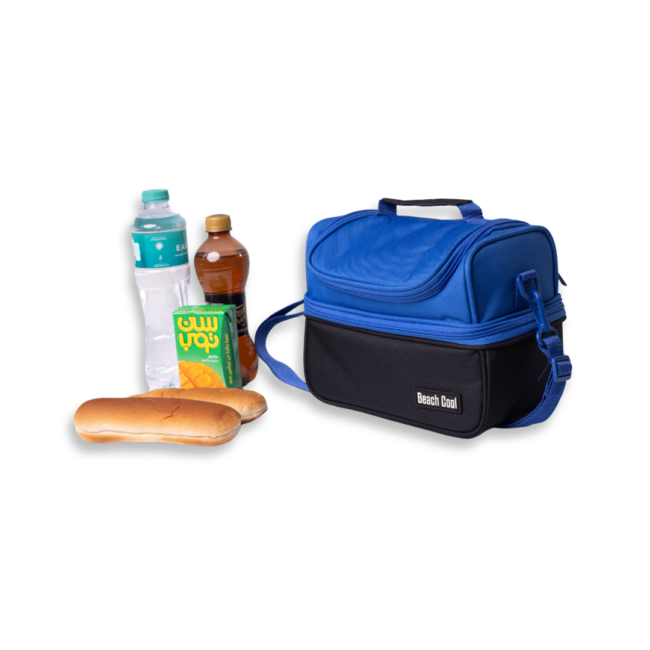 7 liter Lunch Bag Thermal Double Pocket Beach cool-Blue and Black Color