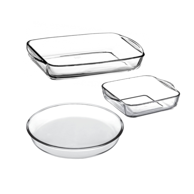 Borcam Glass Oven Tray Set of 3Pcs