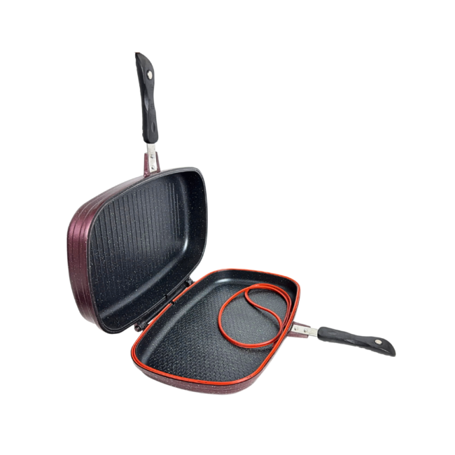 K&I Double Grill 40cm Granite Shape-Burgundy