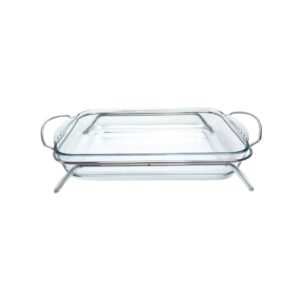 Rectangle Oven Glass Casserole & Silver Stand