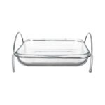 Square Oven Glass Casserole & Silver Stand