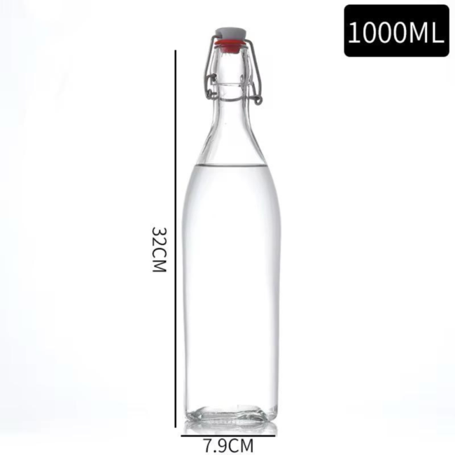 Water Glass Bottle with Stopper 1L