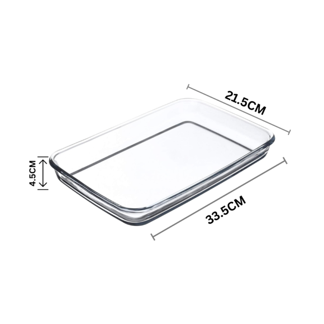 Borcam Rectangular Baking Oven Glass Tray and Mold 2Pcs Set ( 3800ml-1900ml) -Turkey Made