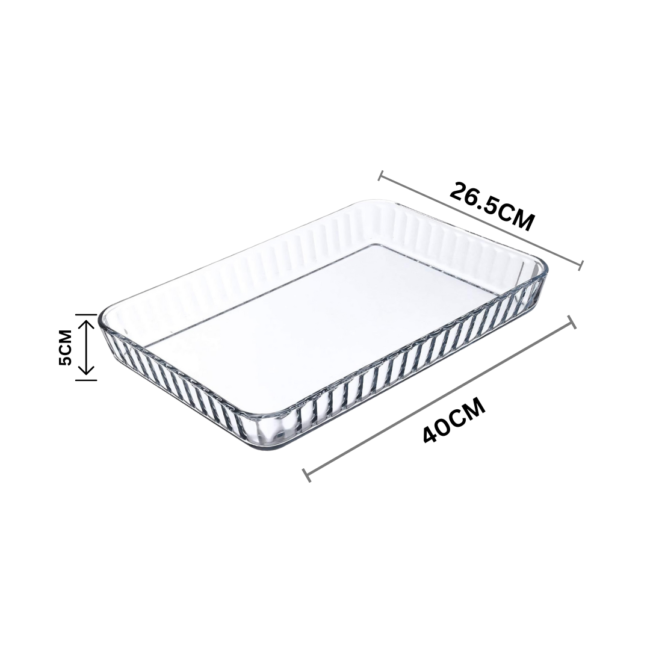 Borcam Rectangular Baking Oven Glass Tray and Mold 2Pcs Set ( 3800ml-1900ml) -Turkey Made