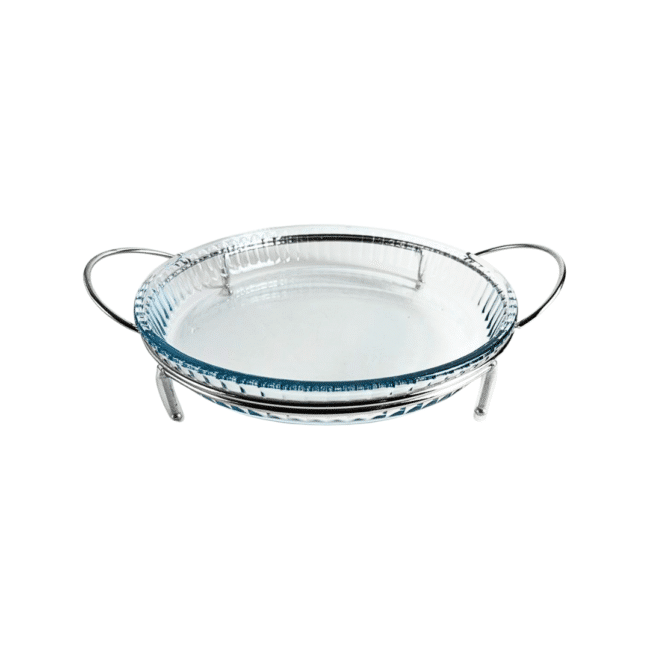 Borcam Roasters Round Oven Dish with Silver Stand - 31.9cm-Turkey Made - Image 7