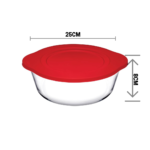 Borcam Round Oven Casserole with Silicone Lid, 2.1 Liter Capacity, Red-Turkey Made - Image 2
