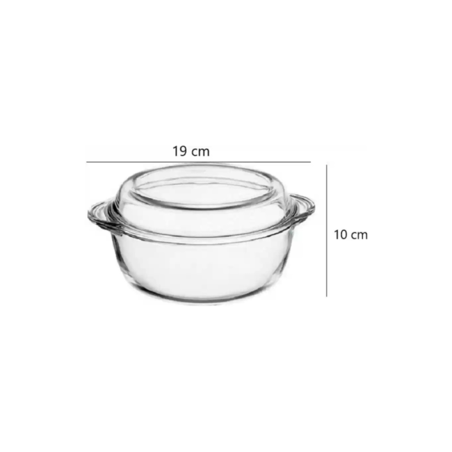 Borcam Small Oven Round Glass Bowl With Cover -(840ml)-Turkey Made