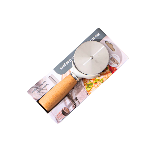 Stainless Steel Pizza Cutter with Wooden Handle-20cm