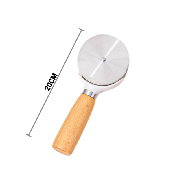 Stainless Steel Pizza Cutter with Wooden Handle-20cm