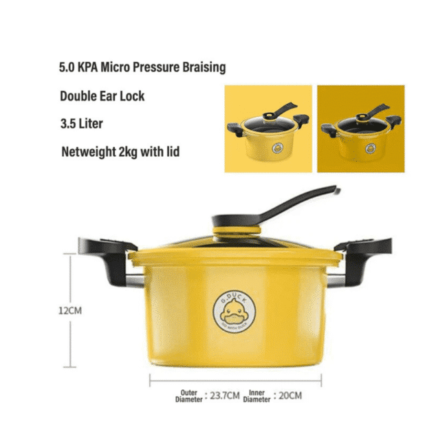 Micro Pressure Cooking Pot Non Stick 22CM-3.5L Yellow - Image 9