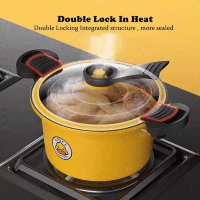 Micro Pressure Cooking Pot Non Stick 22CM-3.5L Yellow - Image 2