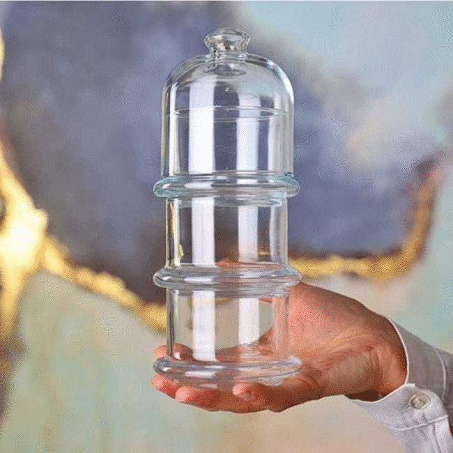 Pasabahce Candy and Treat Jar Three-Tiered Glass with Lid (22.2X9CM) Turkey Made - Image 3