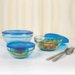 Pasabahce Chef Bowls Set of 3Pcs Different Sizes With Plastic Cover(1700-1135-595ml)Turkey Made-Turquoise  Color - Image 2