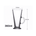 Pasabahce Colombian Coffee Glass Mug with Handle 360ml Set of 6Pcs-Turkey Made - Image 3