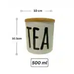 ⁦طقم برطمانات بورسلين بأغطية محكمة الغلق من الخيزران (500 مل) وصينية من الخيزران للشاي والقهوة والسكر 3 قطع⁩ - الصورة ⁦2⁩