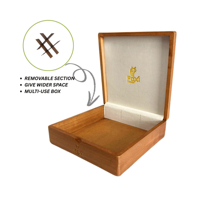 ⁦علبة شاي خشبية فاخرة من فوكسي وود – 9 فتحات –مصنوعة من خشب الزان -بني⁩ - الصورة ⁦4⁩