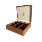 ⁦علبة شاي خشبية فاخرة من فوكسي وود – 9 فتحات –مصنوعة من خشب الزان -بني⁩ - الصورة ⁦5⁩