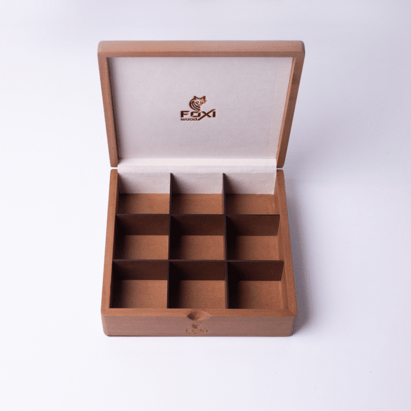 Wooden Tea Box-9 Slot-Beech Wood