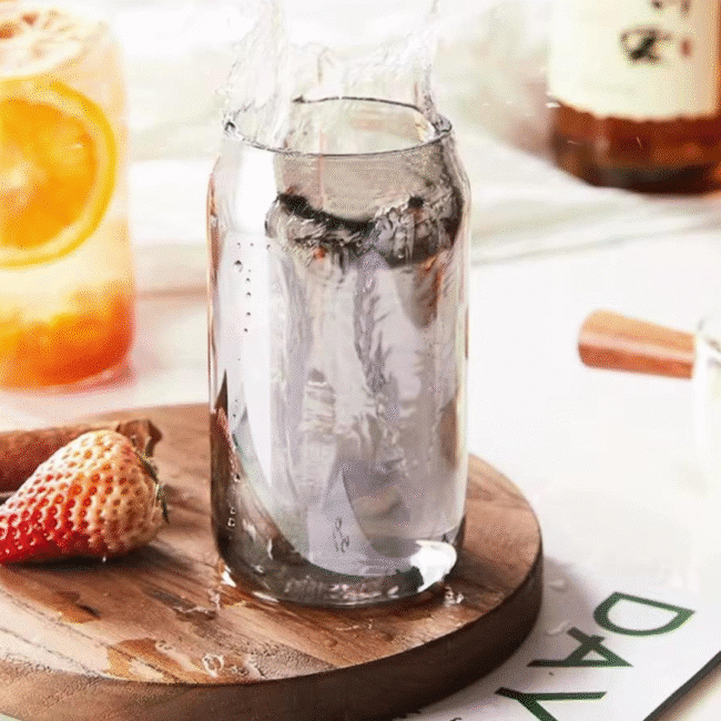 Tinted Glass Can Shape Cup Set of 6Pcs 380ml - Image 3