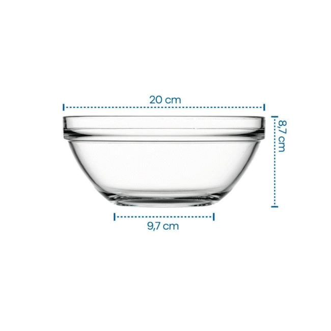 ⁦بولة شيف زجاجية (20 سم) 1700 مل من بشابشتي للسلطة – تركي الصنع⁩ - الصورة ⁦3⁩