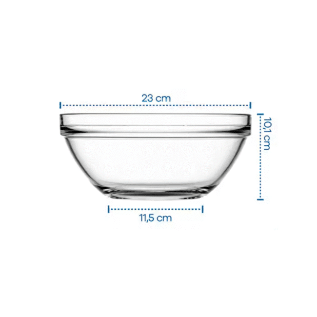 Pasabahce Chef Glass Bowl (23CM) 2500ml for Salad and Mixing Bowl-Turkey Made - Image 2