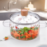 ⁦حلة زجاجية بوروسيليكات فاخر مقاوم للحرارة سعة 1.45 لتر مع غطاء⁩ - الصورة ⁦2⁩