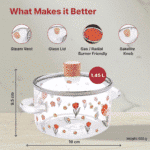 ⁦حلة زجاجية بوروسيليكات فاخر مقاوم للحرارة سعة 1.45 لتر مع غطاء⁩ - الصورة ⁦4⁩