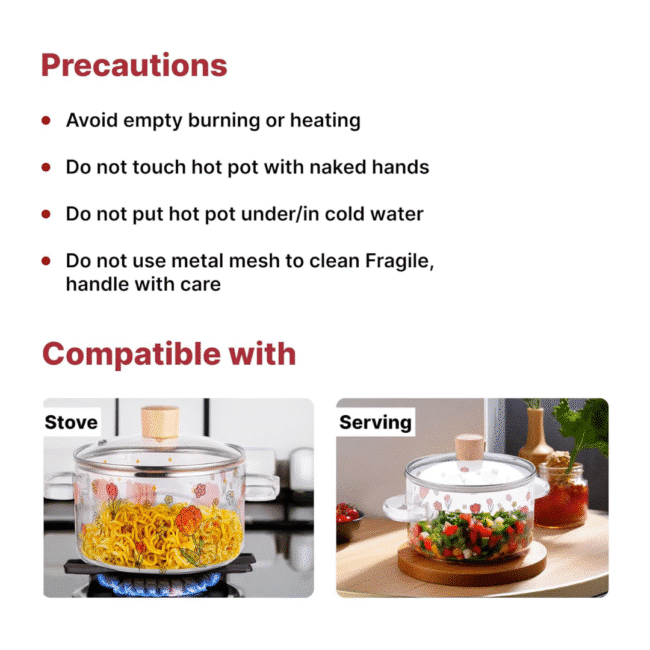 ⁦حلة زجاجية بوروسيليكات فاخر مقاوم للحرارة سعة 1.45 لتر مع غطاء⁩ - الصورة ⁦5⁩