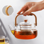 ⁦براد شاي زجاجي مع مصفاة، سعة 1000 مل، مصنوع من زجاج البورسليكات المقاوم للحرارة⁩ - الصورة ⁦6⁩