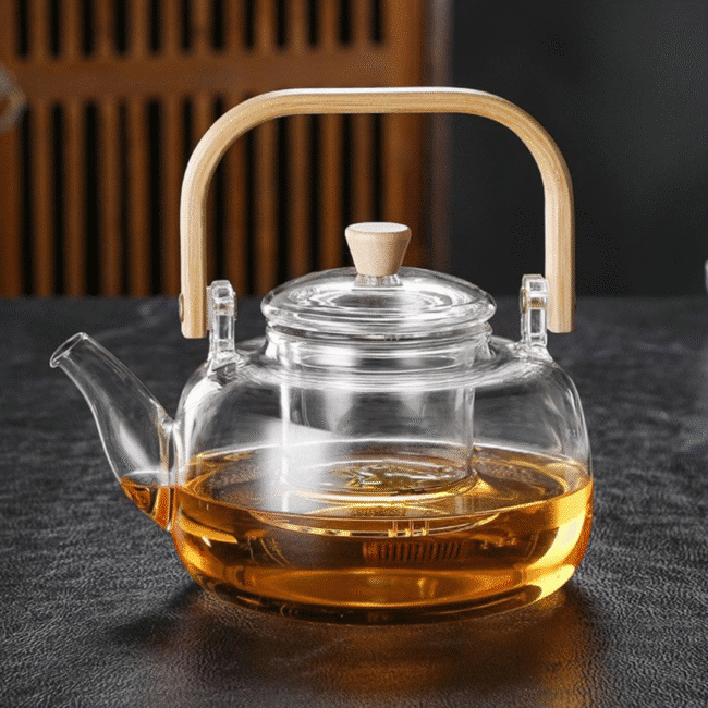 ⁦براد شاي زجاجي مع مصفاة، سعة 1000 مل، مصنوع من زجاج البورسليكات المقاوم للحرارة⁩ - الصورة ⁦3⁩