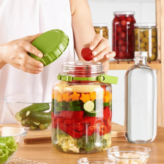 Pasabahce Harvest Large Jar 4L With Green airtight Lid (28*18CM)-Turkey Made - Image 3