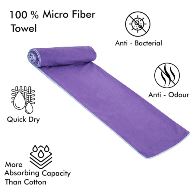 ⁦فوط سباحة مايكروفايبر من مينترا 110× 175 سم – لون بنفسجي⁩ - الصورة ⁦2⁩