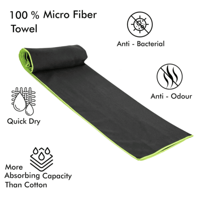 ⁦فوط سباحة مايكروفايبر من مينترا 110× 175 سم – لون أسود⁩ - الصورة ⁦2⁩