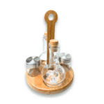 ⁦طقم زيت وخل وملح وفلفل من بشايشتي مع حامل خشبي⁩ - الصورة ⁦5⁩