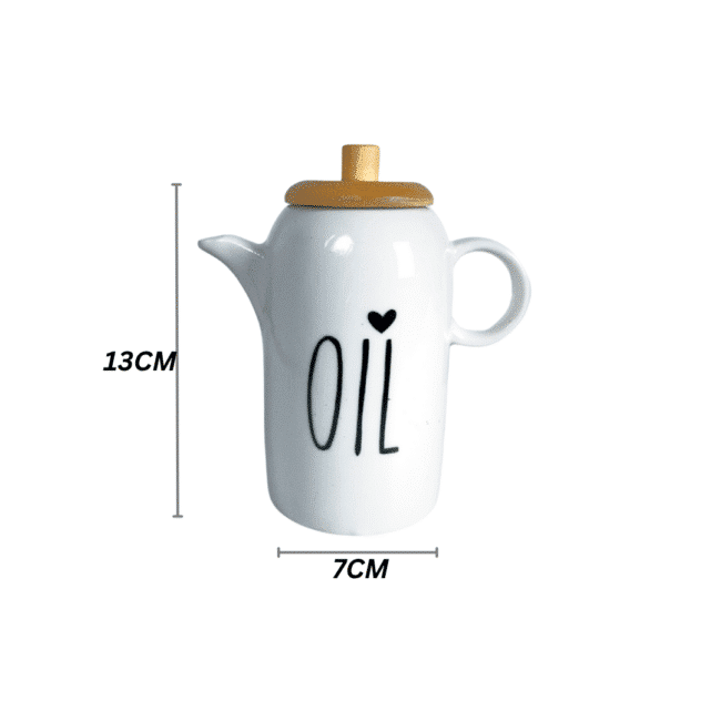 Porcelain Oil and Vinegar Set With Wooden Tray- 350ml - Image 4